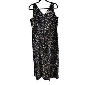 Vintage Christy Lyn Women's Black Floral V-Neck Sleeveless Maxi Dress Size 9/10